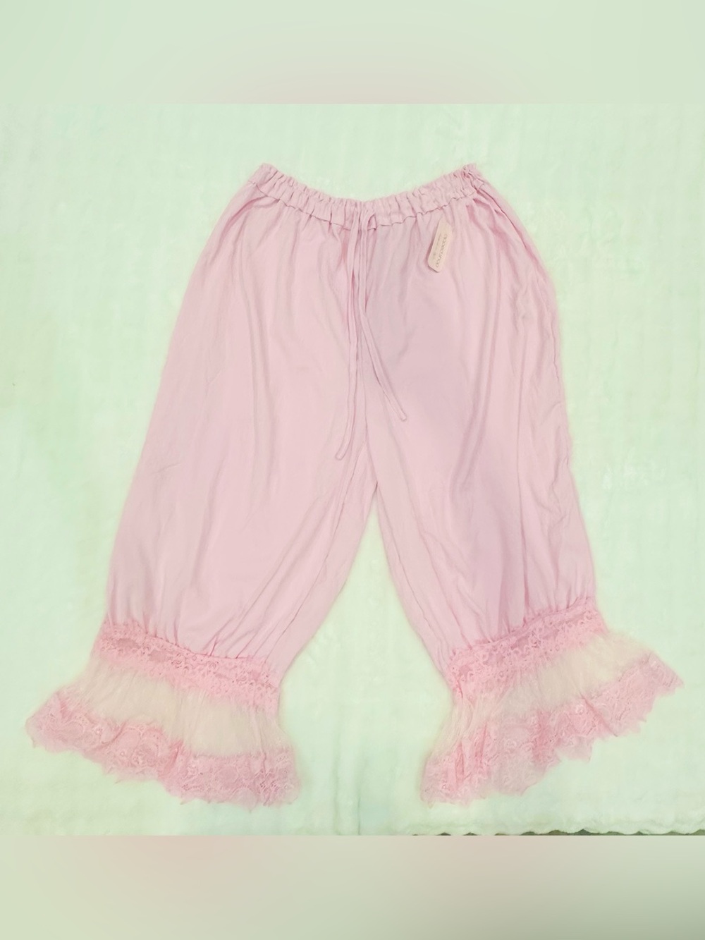 Pink Lace Trim Ruffle Bloomer Lounge Pants